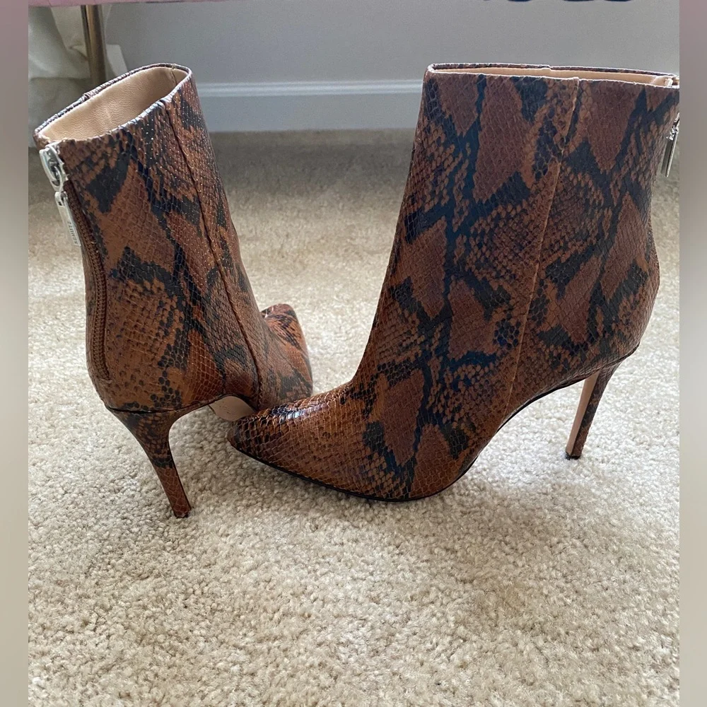 Schultz Brown Snakeprint Ankle Booties